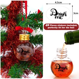 Patelai 12 Pcs Christmas Clear Drink Balls Fillable Shot Glass Tree Ornament Water Bottle Bulbs Plastic Xmas Pendant with Stickers for Home Party Decoration(Gold)