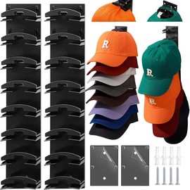 2-Pack Black Hat Organizer for Wall/Door/Closet Storage, Holds 16 Baseball Caps - Multi-Layer Hanger Holder with Two Mounting Options - Colour: white