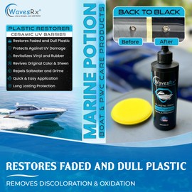 WAVESRX EpicRestore Marine Trim Restorer & Vinyl Protectant | Plastic Restorer for Boats & PWC | Ceramic Coating UV Protection & Boat Cleaner | Boat Cleaning Supplies | Boat Vinyl Cleaner – 8.4 fl oz