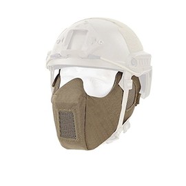 HTUK Airsoft Tactical Half Face Mask V5 Conquerors Mask Ear Protection Version Paintball Mask (Tan)