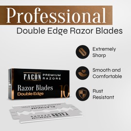 50 Facón Double Edge Razor Blades for Safety Razor, Safety Razor Blades for Shaving, Platinum Japanese Stainless Steel for Smooth & Precise Shave, Premium Replacement Razor Blade for Men & Women
