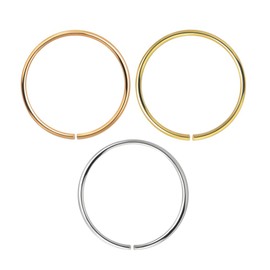 3 Piece Box Set 9K Solid Gold 22 Gauge (0.6MM) - Open Hoop Nose Ring Piercing