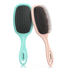 AIMIKE 2pcs Detangling Hair Brushes, Pain-free Detangle Brush w/Soft Air Cushion, No Pull Detangler Brush Glides Thru Knots with Ease, Paddle Brush Thick Curly Hairbrush for Women, Wet Dry Hair Brush