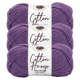 Lion Brand Yarn Cotton Hemp, Soft, Durable Yarn for Crochet and Knitting, 3 Pack, Aster