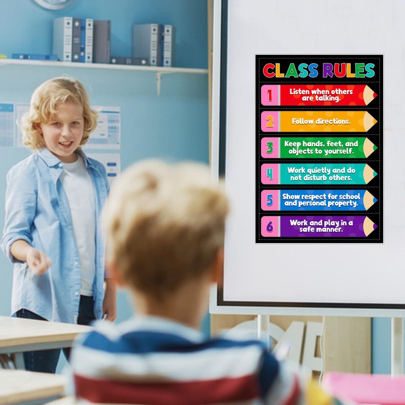 D4DREAM Classroom Rules Poster - 11.2''x16.5'' Colorful Classroom Educational Poster