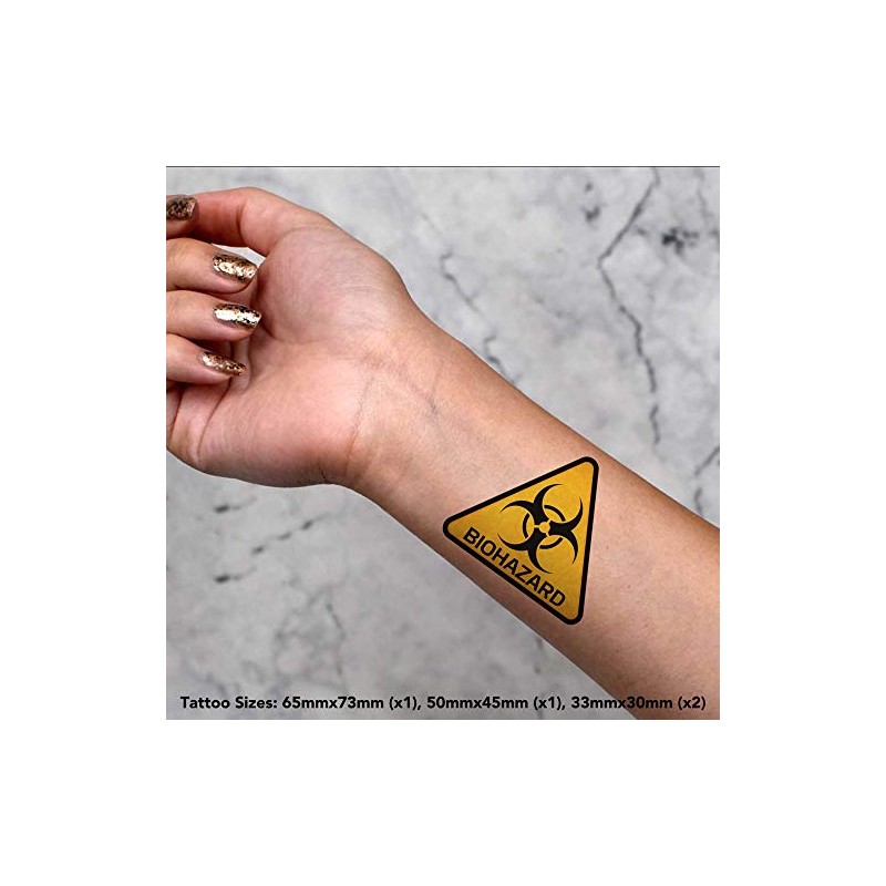 Azeeda 4 x 'Biohazard Sign' Temporary Tattoos (TO00014440)