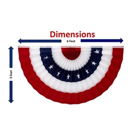 American Pleated Fan Flag Bunting. 100% Made in America by Old Glory Bunting. 3 x 6 ft Stars & Stripes USA Indoor/Outdoor Cotton Bunting Banner. Perfect for July 4th & patriotic events.