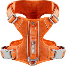 BARKBAY Dog Harness No Pull with ID Tag Pocket - Heavy Duty, Reflective, Easy Control for Large Dogs (Orange,M)