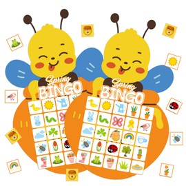 YQUQWN Spring Bee Bingo Game for 24 Players Spring Party Bingo Cards Set Spring Birthday Party Games Activity Holiday Group Game