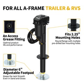 Pafessa 12V Electric A-Frame Trailer Tongue Jack with 7 Way Plug | 3500lb Lift Capacity | 18” Travel - Add 4.5” with The Drop Foot | Protective Cover Included