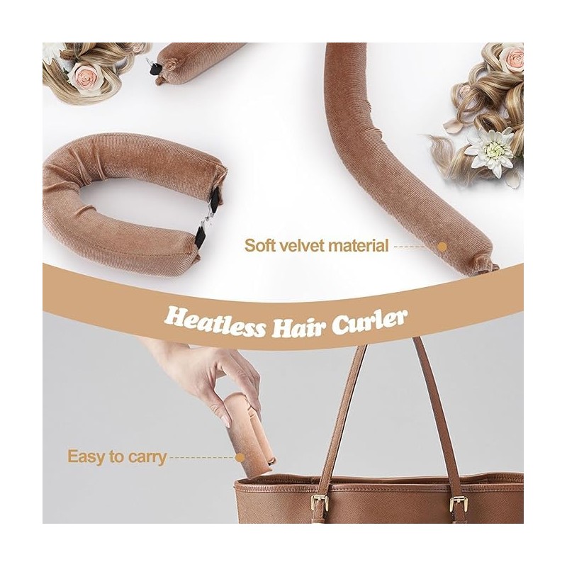 Heatless Curls Overnight, Heatless Long Hair Rollers with Hooks, Soft