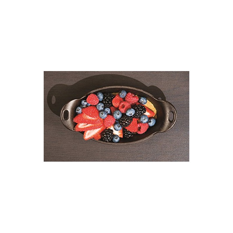 Lodge Heat Enhanced and Seasoned Cast Iron Oval Mini Server,