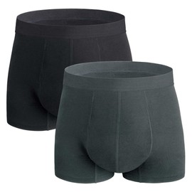 REELINDRY Washable Incontinence Underwear for Men 2.3 oz Leak Proof Underwear for Men Washable with Covered Waistband 2 Pack (Dark Gray-Black, XL)