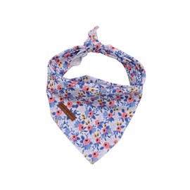 Unique style paws Dog Bandanas 1PC Washable Bibs Scarf, Pet Dog Kerchief, Cotton Triangle Dog Scarfs for Small Medium Large Girl or Boy Dogs and Cats Blue Flower