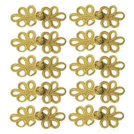 RLECS 10 Pairs Chinese Cheongsam Knots Frog Buttons Closure DIY Hand Sewing Fasteners Tang Suit Traditional Handcraft Decor Buttons, Gold