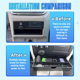 EDBETOS Console Drawer Tray Compatible with Toyota Sienna 2015-2019 2020 Interior Accessories Sienna Center Console Organizer Insert Tray Under Radio Storage Box Coin Container Phone Holder, ABS Black