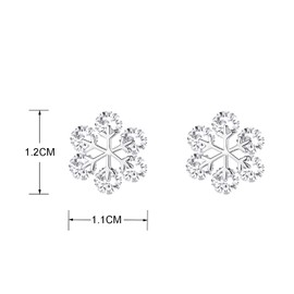 QUKE Women's Snowflake Shape Clip On Earrings Cubic Zirconia Crystal Not Pierced Stud Earrings for Women Girls, Crystal