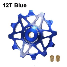 TEAMWILL Bike Ceramic Pulley Rear Derailleur 12T 14T Guide Bearing Jockey Wheel (12T Blue)