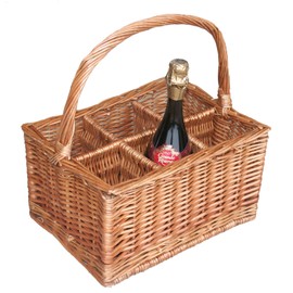 Red Hamper DB003 Wicker Double Steamed 6 Bottle Carrier Drinks Basket