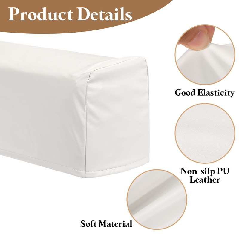 sourcing map 2Pcs PU Leather Armrest Covers, Vintage Stretch Arm