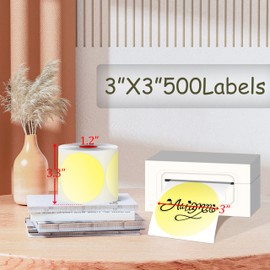 PARLAIM 3" Circle Thermal Labels,Gradual Change Dot Labels for Thermal Label Printer,Thermal Stickers Labels for Inventory,500PCS Round Color Coding Label with Perforation,Package Decoration (Yellow)