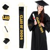 JOJO FLY Black Graduation Sash with Gold Glitter Letter Class