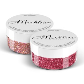 MARBLERS Cosmetic Grade Fine Glitter Duo [Holo Pink Rose & Crimson Pink] 0.36oz (10g) | Non-Toxic | Vegan | Cruelty-Free | Eyeshadow, Nail Polish, Nail Art | Festival, Rave Party Makeup | Body & Face