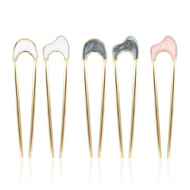 French Hair Pin, 5PCS Metal U Shaped Hair Pins French Twist Clip Vintage Hair Fork Hair Pin for Women Girls Hairstyle Accessories
