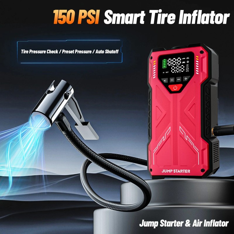 Featou 6000A Car Jump Starter with Air Compressor Combo Portable