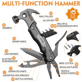 Husband Gifts for Valentines Day - Fathers Day Husband Gifts for Him, Husband Birthday Gift - 15 in 1 Multitool Hammer, Husband Gifts from Wife - Anniversary Christmas Ideal Gifts for Men Him