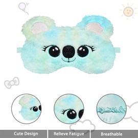 Ynaice Eye Mask for Girls, Cute Cartoon Koala Sleeping Masks, Funny 3D Animal Blackout Novelty Eye Protection Cover Blindfolds for Women Men, Night Nap Travel (Green, Koala)