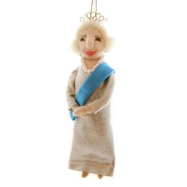 The Bridge Collection Felt Queen Elizabeth II Ornament - 7" Queen of England Christmas Ornament - British Royal Family Decor