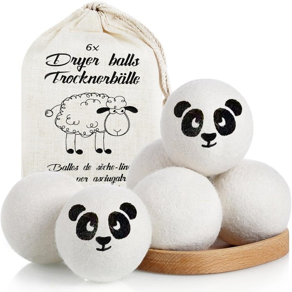 MAISITOO Dryer Balls, 6pcs Dryer Balls, Wool Balls for Dryer, Natural Reusable, Reduces Drying Time Drying Balls for Tumble Dryer