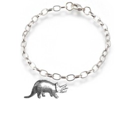 Triceratops Dinosaur PP-G18 fine lead free English Pewter charm on a belcher link chain anklet bracelet