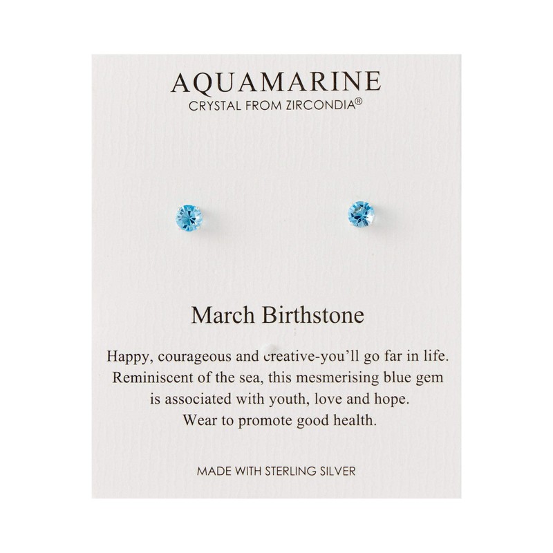 Philip Jones Sterling Silver March (Aquamarine) Birthstone Earrings Created with