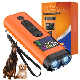 Dog Bark Deterrent Device, 65 FT Range,3X Ultrasonic Bark Deterrent Device & Ultrasonic Dog Trainer - Anti-Barking Device with Color Display, Safe & Effective Alternative to Bark Collars - Orange