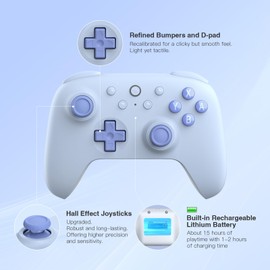 8Bitdo Ultimate 2C Bluetooth Controller (Hall Effect Joystick Update) - for Switch, with Remappable L4/R4 Bumpers, 6-axis Motion Control, Rumble Vibration and Turbo Function (Blue)