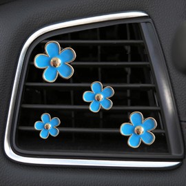 4 Pcs Metal Daisy Air Vent Clips Flower Car Air Freshener Clip Air Conditioning Outlet Clip Bling Charm Car Inter Decor Accessories for Girls Women