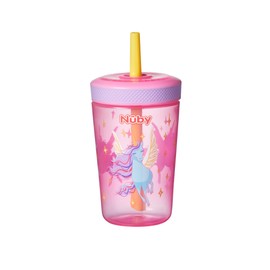 Nuby Sip It Swirler Cup - Toddler Beaker with 360° Straw | Spill-Proof | 420ml / 14oz | Suitable from 18 Months | Pack of 2 (Pink & Yellow)