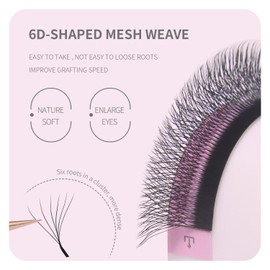ANNAFRIS 6D Eyelash Extension, Premade Fan W Lash, 0.07 D, 13 mm, Pre-Fanned Ready-to-Use Fan Eyelash Extension, 6D Russian Volume Eyelash Cluster, Artificial Lash (0.07 D 13 mm)