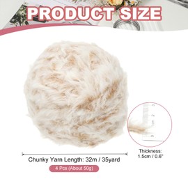 PATIKIL 35yds Faux Fur Yarn, 4 Skeins 0.4" OD 50g Soft Fuzzy Yarn Crochet Fluffy Chunky Polyester Plush Fur for Crocheting and Hand Knitting Shawls Hat Blanket Rug, Light Brown