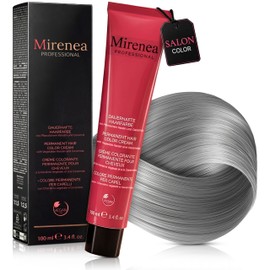 MIRENEA Professional Hair Colour 100ml - Permanent Cream Hair Colour to Mix with Developer - Intense Colour & Grey Coverage - Not Ready to Use - Silver