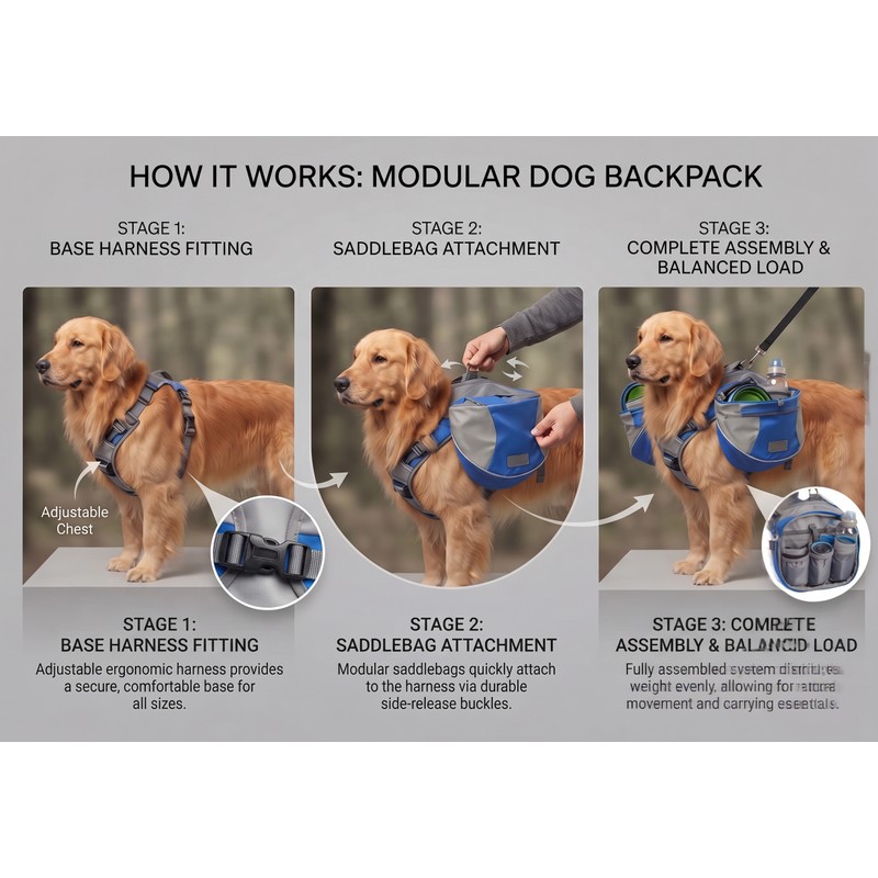 Pet Outdoor Backpack Large Dog Reflective Adjustable Saddle Bag Harness