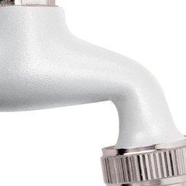 SCHLÄFER 435120, Outlet Valve 1/2 Inch Brass, Ball Outlet Valve - 20.95 mm 1/2 Inch - Ideal as Outdoor Tap - Garden Tap Adjustable Colour White with Automatic Connection for Hose