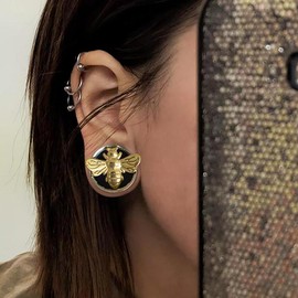 LADEMAYH 2Pcs 9/16 Ear Gauges for Women, Cute 14mm Gauges for Ears, Bee Design 9/16 Plugs Tunnels Guages, Surgical Steel Gauge Earrings