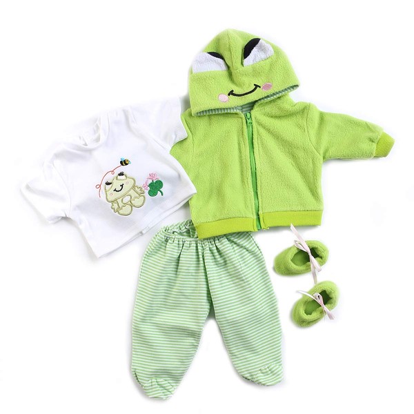 Reborn Baby Dolls Clothes Green Suit for 20-22inch Reborn Doll Baby Boy Clothing with Lovely Frog Patterns
