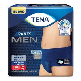 TENA Pants Men Color Azul; Ropa Interior Desechable Para Incontinencia, Talla Ch/m; 10 Piezas