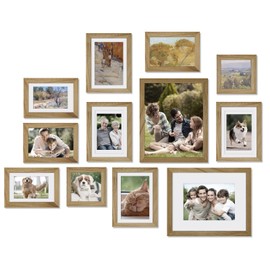 Egofine Picture Frame Set 12 Pack, Gallery Wall Frame Collage with Two 8x10, Four 5x7, Four 4x6, Two 4x4 for Wall and Tabletop, Made of Solid Wood, Covered by Plexiglass, Carbonized Brown
