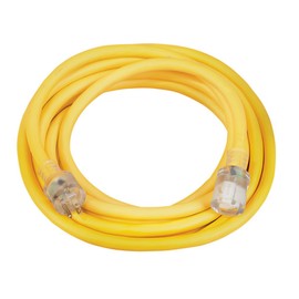Coleman Cable 02687 10/3 Vinyl Outdoor Extension Cord with Lighted End; 25-Foot