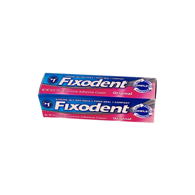 Fixodent Denture Crema adhesiva original 1.40 oz, Paquete con 2